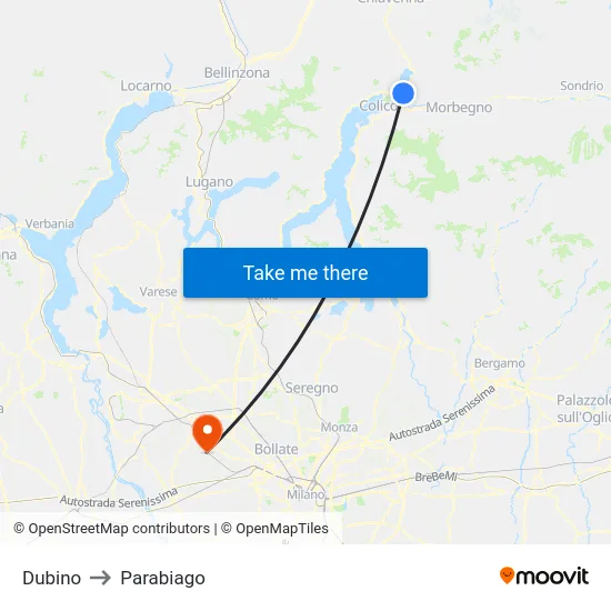 Dubino to Parabiago map
