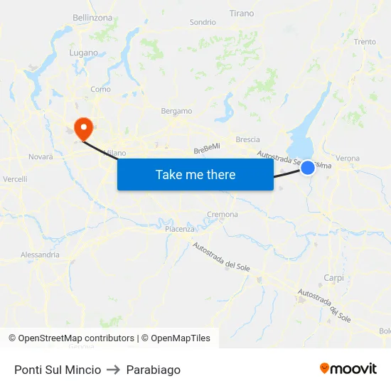 Ponti Sul Mincio to Parabiago map