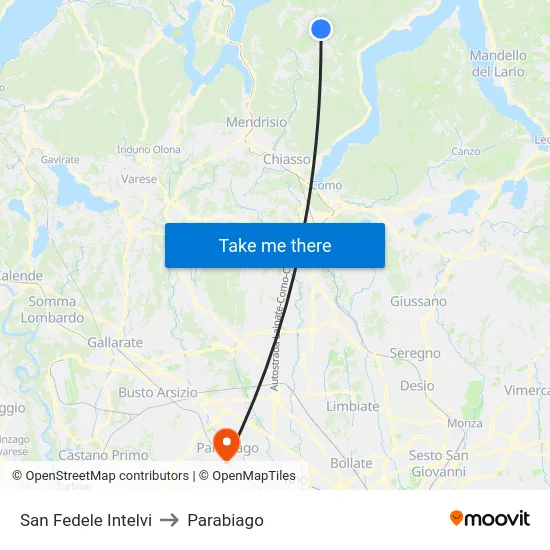 San Fedele Intelvi to Parabiago map