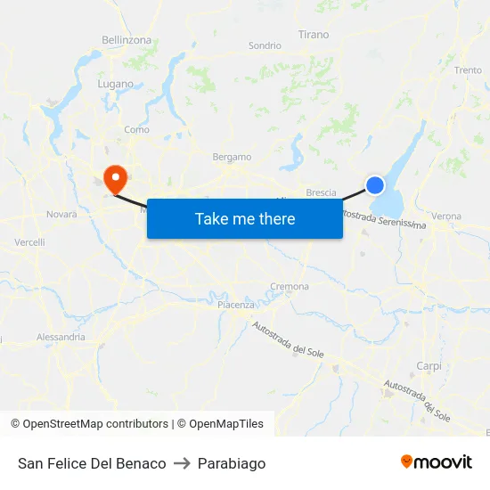 San Felice Del Benaco to Parabiago map