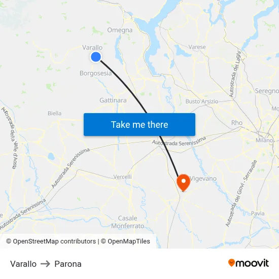 Varallo to Parona map