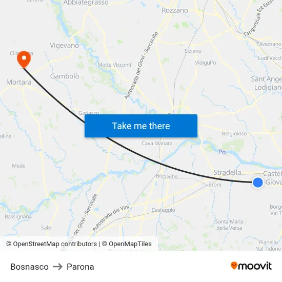 Bosnasco to Parona map