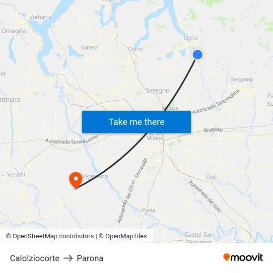 Calolziocorte to Parona map