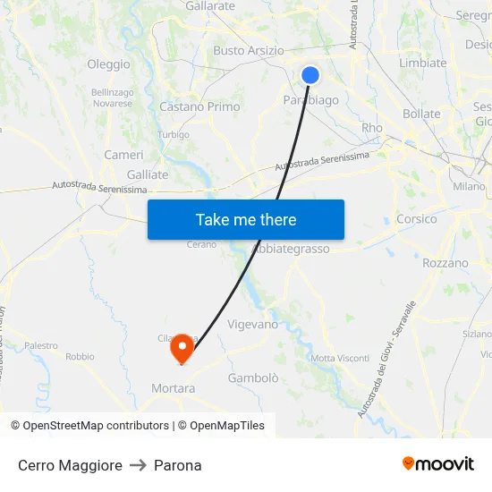 Cerro Maggiore to Parona map