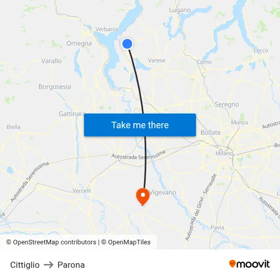 Cittiglio to Parona map