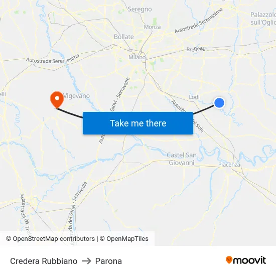 Credera Rubbiano to Parona map