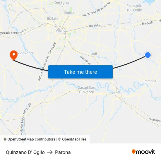 Quinzano D' Oglio to Parona map