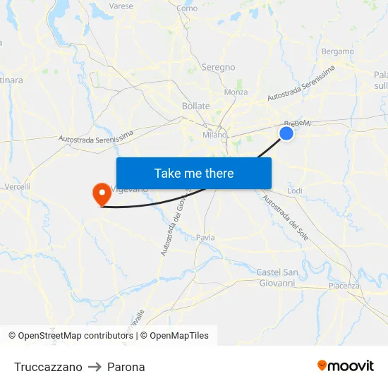 Truccazzano to Parona map