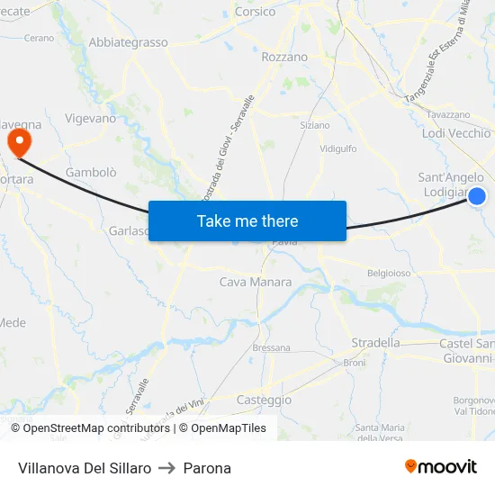 Villanova Del Sillaro to Parona map