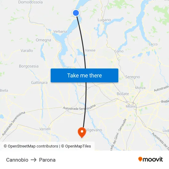 Cannobio to Parona map