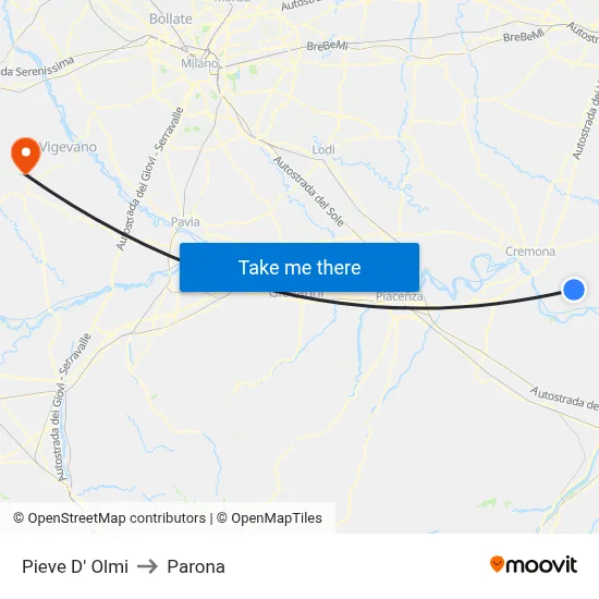 Pieve D' Olmi to Parona map