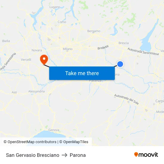 San Gervasio Bresciano to Parona map