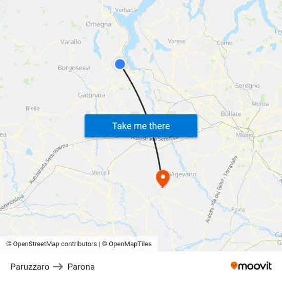 Paruzzaro to Parona map