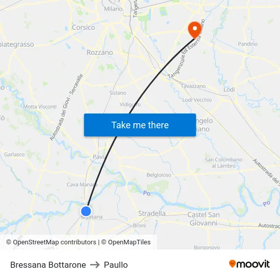 Bressana Bottarone to Paullo map