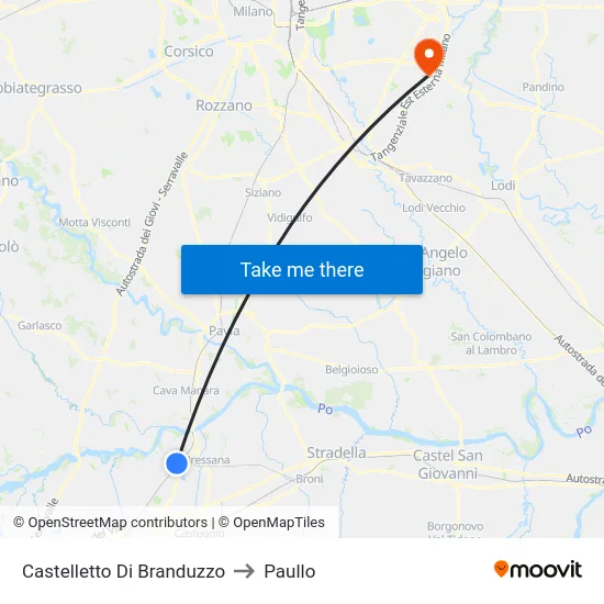 Castelletto di Branduzzo to Paullo map