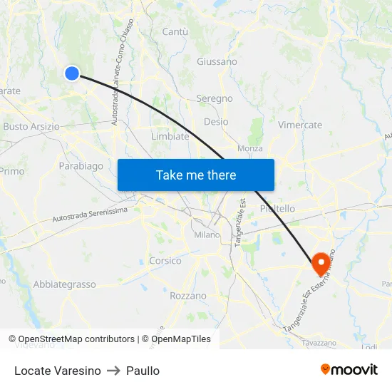 Locate Varesino to Paullo map