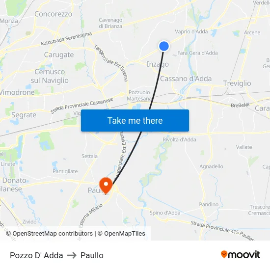 Pozzo D' Adda to Paullo map