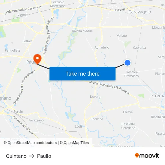 Quintano to Paullo map