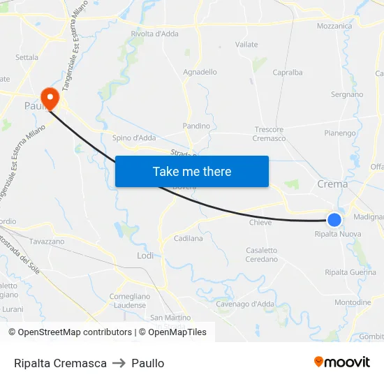 Ripalta Cremasca to Paullo map