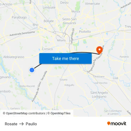 Rosate to Paullo map