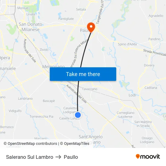 Salerano Sul Lambro to Paullo map