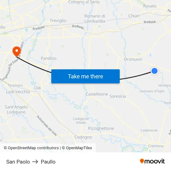 San Paolo to Paullo map