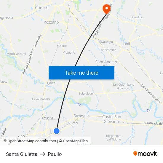 Santa Giuletta to Paullo map