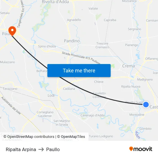 Ripalta Arpina to Paullo map