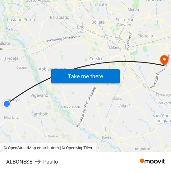 ALBONESE to Paullo map