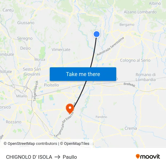 CHIGNOLO D' ISOLA to Paullo map