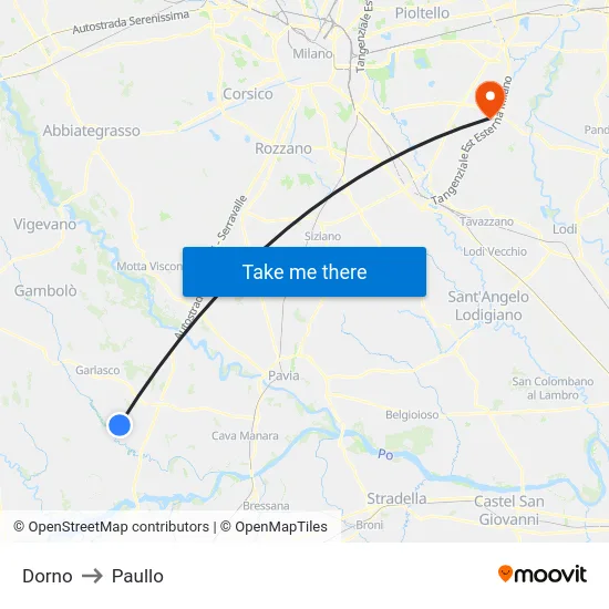 Dorno to Paullo map