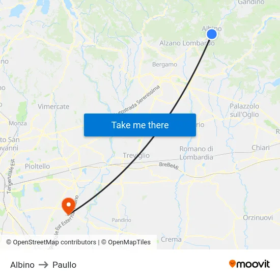 Albino to Paullo map