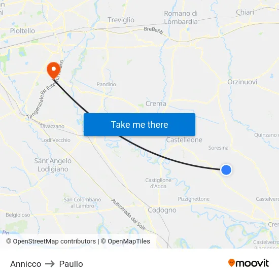 Annicco to Paullo map