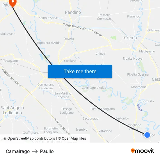 Camairago to Paullo map