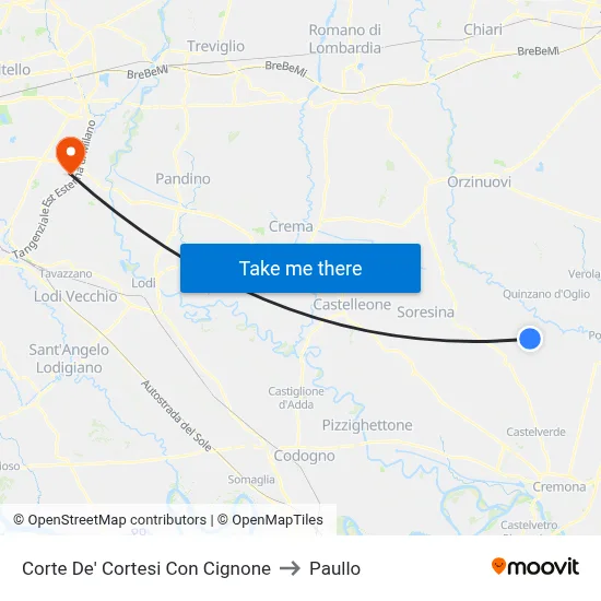 Corte De' Cortesi Con Cignone to Paullo map