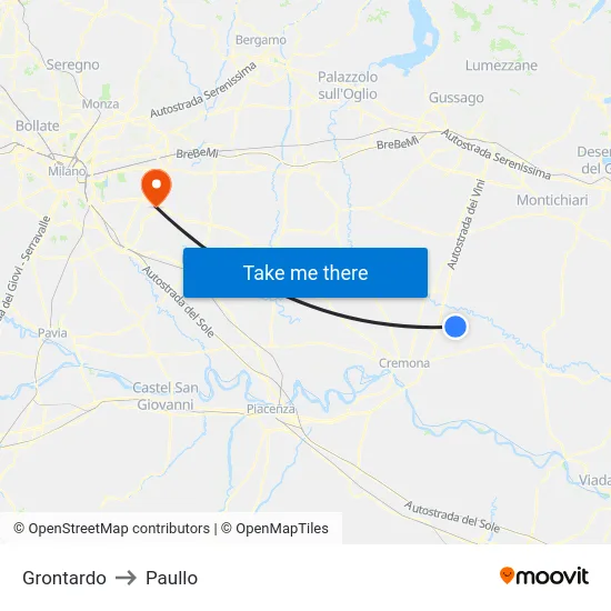 Grontardo to Paullo map