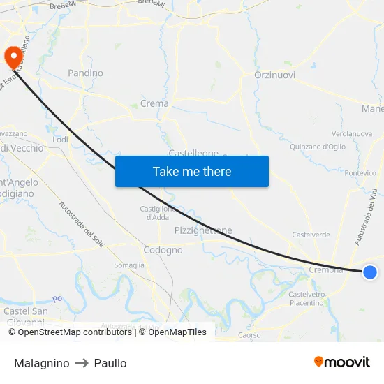 Malagnino to Paullo map