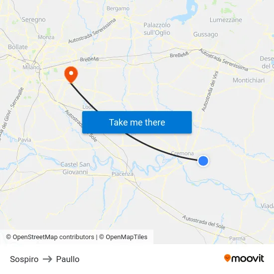 Sospiro to Paullo map