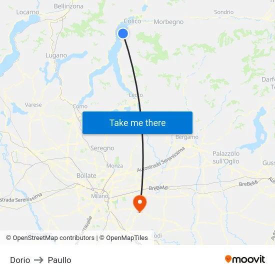 Dorio to Paullo map