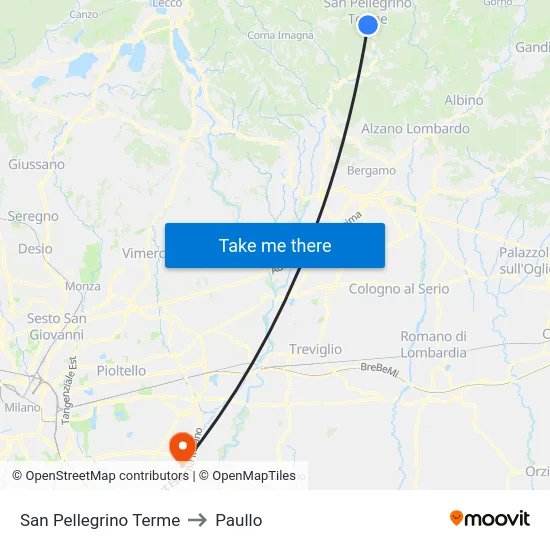 San Pellegrino Terme to Paullo map