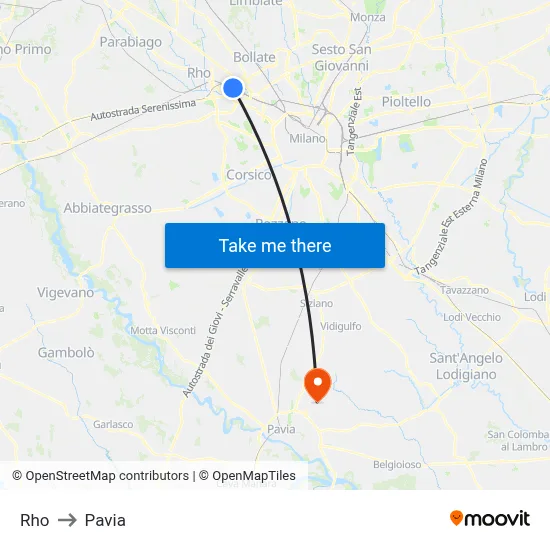 Rho to Pavia map