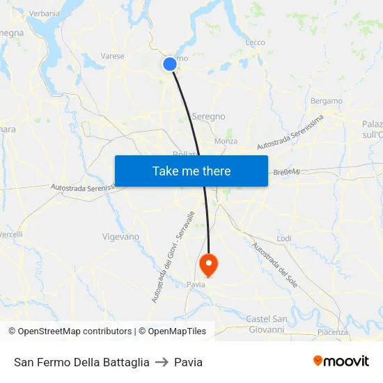 San Fermo Della Battaglia to Pavia map