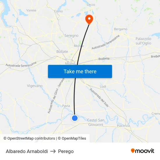 Albaredo Arnaboldi to Perego map