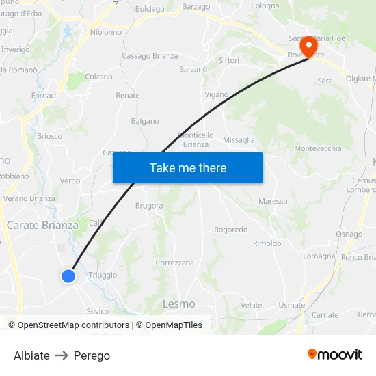 Albiate to Perego map