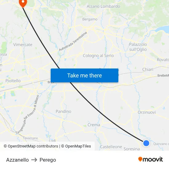Azzanello to Perego map