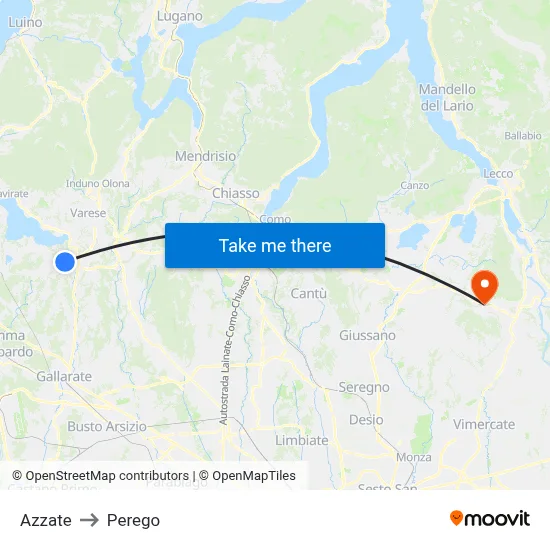 Azzate to Perego map