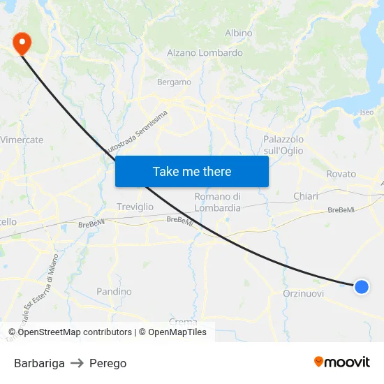 Barbariga to Perego map