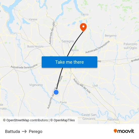 Battuda to Perego map