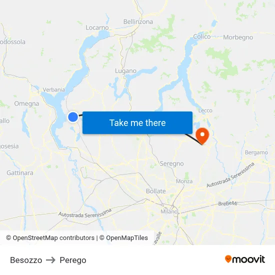 Besozzo to Perego map