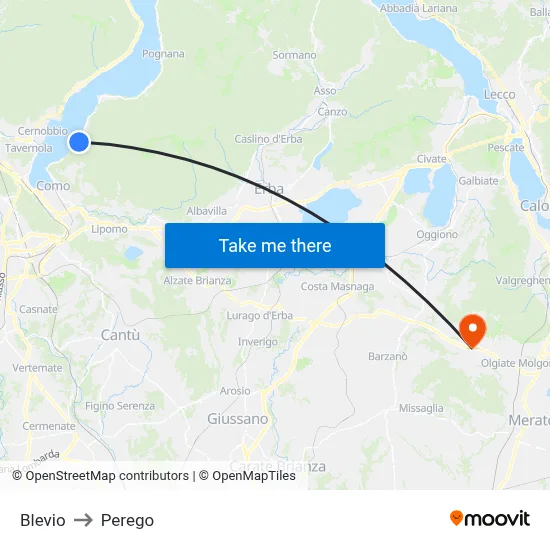 Blevio to Perego map